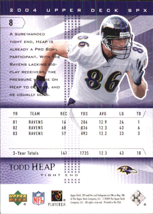2004 SPx (Upper Deck) Football "Main Set" Cards #1 to #179 - Picture 17 of 276