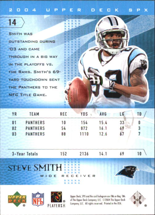 2004 SPx (Upper Deck) Football "Main Set" Cards #1 to #179 - Picture 29 of 276
