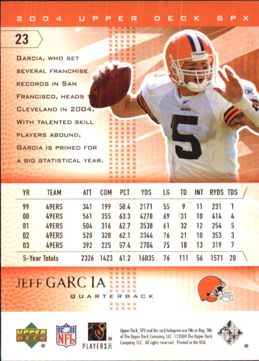 2004 SPx (Upper Deck) Football "Main Set" Cards #1 to #179 - Picture 47 of 276