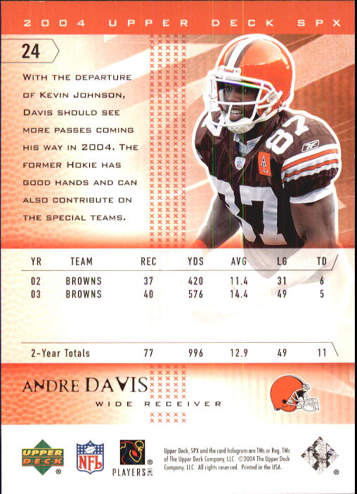 2004 SPx #24 Andre Davis back image