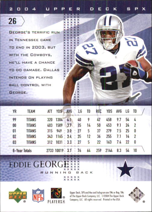 2004 SPx (Upper Deck) Football "Main Set" Cards #1 to #179 - Picture 53 of 276