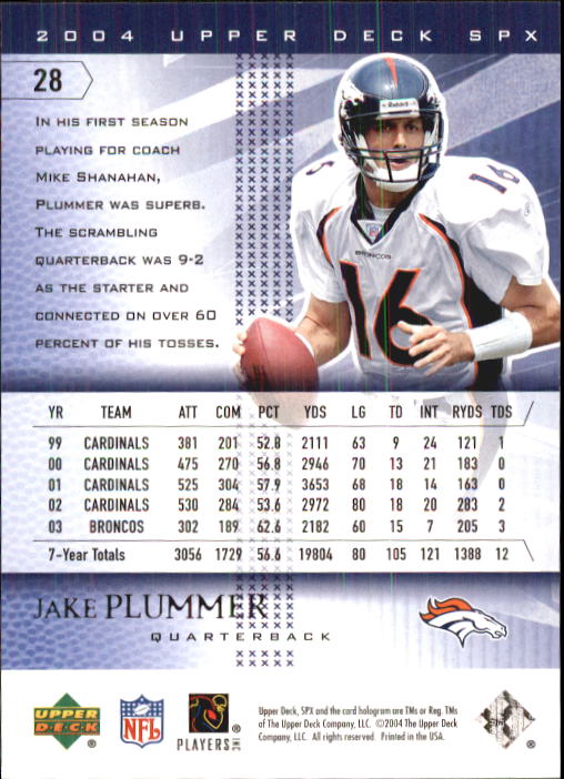 2004 SPx (Upper Deck) Football "Main Set" Cards #1 to #179 - Picture 57 of 276