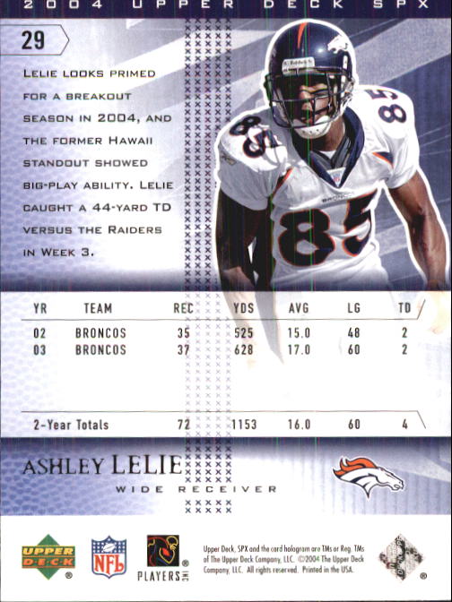 2004 SPx (Upper Deck) Football "Main Set" Cards #1 to #179 - Picture 59 of 276