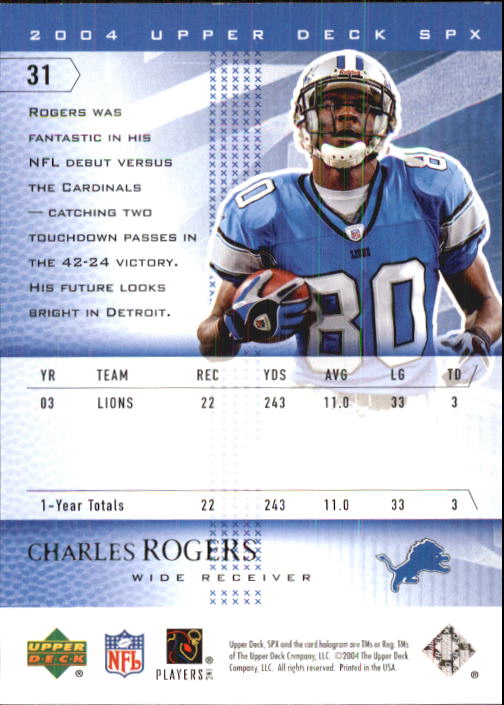 2004 SPx (Upper Deck) Football "Main Set" Cards #1 to #179 - Picture 63 of 276