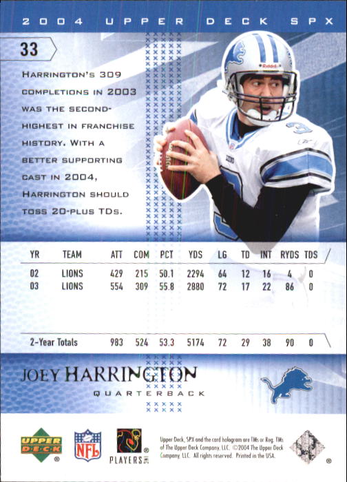 2004 SPx (Upper Deck) Football "Main Set" Cards #1 to #179 - Picture 67 of 276