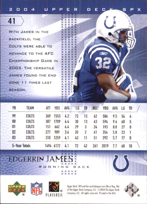 2004 SPx (Upper Deck) Football "Main Set" Cards #1 to #179 - Picture 83 of 276