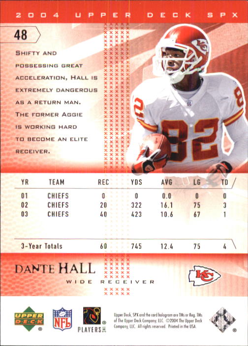 2004 SPx (Upper Deck) Football "Main Set" Cards #1 to #179 - Picture 97 of 276