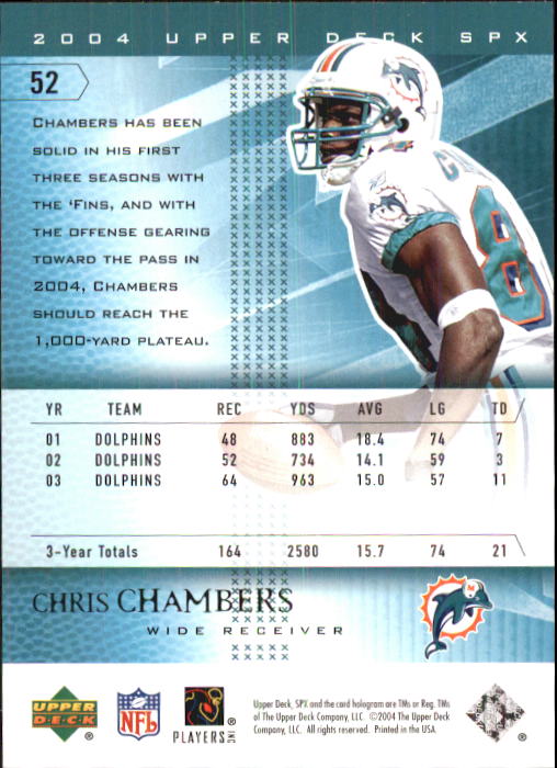 2004 SPx #52 Chris Chambers back image
