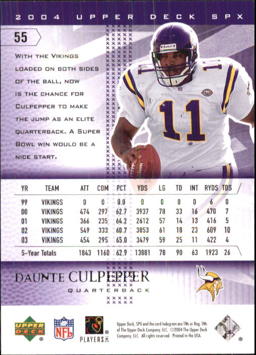 2004 SPx (Upper Deck) Football "Main Set" Cards #1 to #179 - Picture 111 of 276