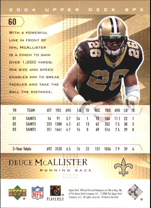 2004 SPx (Upper Deck) Football "Main Set" Cards #1 to #179 - Picture 119 of 276