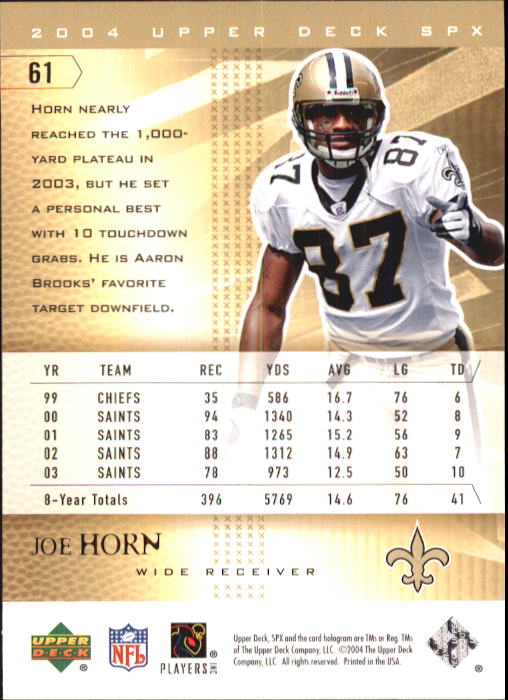 2004 SPx (Upper Deck) Football "Main Set" Cards #1 to #179 - Picture 121 of 276