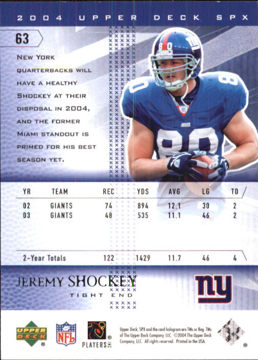 2004 SPx (Upper Deck) Football "Main Set" Cards #1 to #179 - Picture 125 of 276