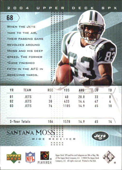 2004 SPx (Upper Deck) Football "Main Set" Cards #1 to #179 - Picture 135 of 276