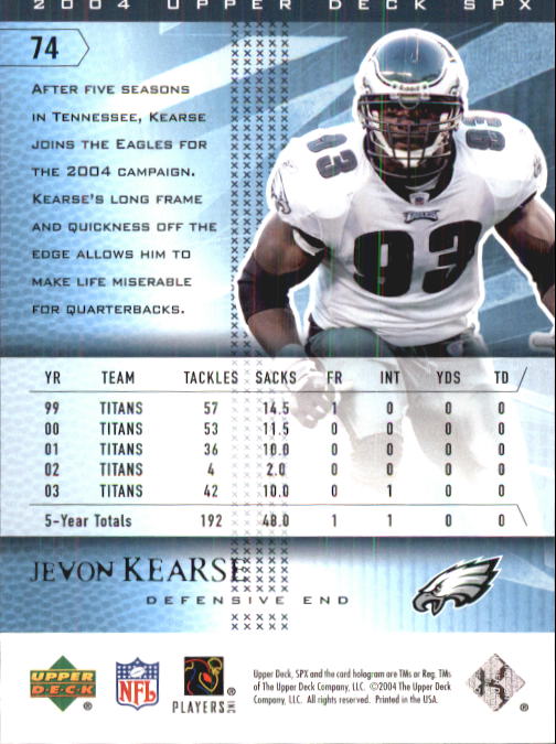 2004 SPx (Upper Deck) Football "Main Set" Cards #1 to #179 - Picture 147 of 276