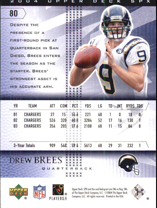 2004 SPx #80 Drew Brees back image