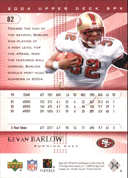 2004 SPx (Upper Deck) Football "Main Set" Cards #1 to #179 - Picture 163 of 276