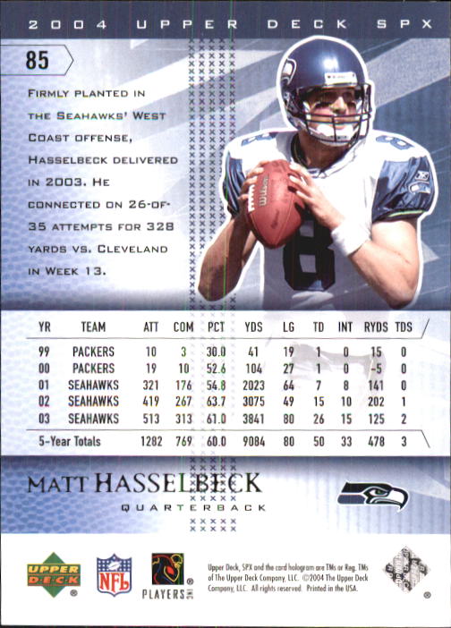 2004 SPx (Upper Deck) Football "Main Set" Cards #1 to #179 - Picture 169 of 276