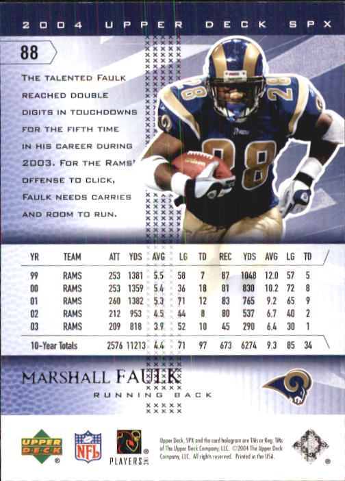 2004 SPx (Upper Deck) Football "Main Set" Cards #1 to #179 - Picture 175 of 276