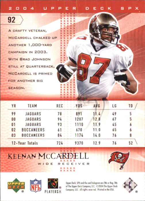 2004 SPx (Upper Deck) Football "Main Set" Cards #1 to #179 - Picture 183 of 276