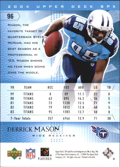 2004 SPx (Upper Deck) Football "Main Set" Cards #1 to #179 - Picture 191 of 276