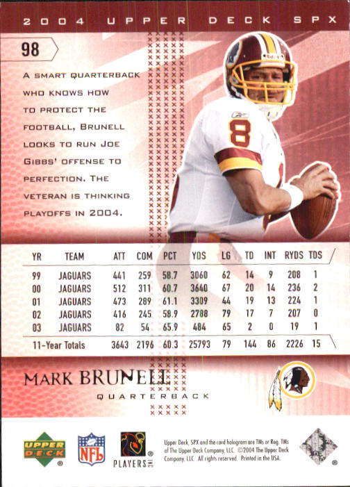 2004 SPx (Upper Deck) Football "Main Set" Cards #1 to #179 - Picture 195 of 276