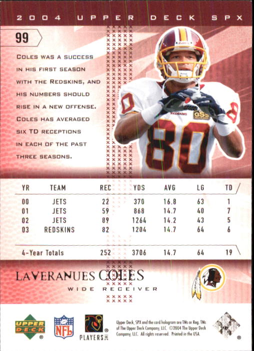 2004 SPx (Upper Deck) Football "Main Set" Cards #1 to #179 - Picture 197 of 276