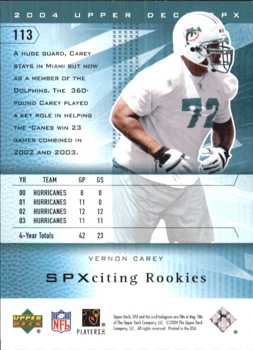 2004 SPx (Upper Deck) Football "Main Set" Cards #1 to #179 - Picture 209 of 276