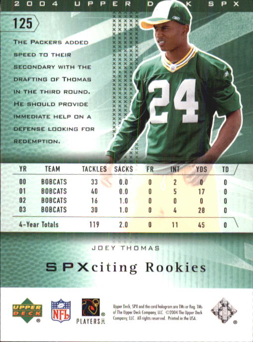 2004 SPx #125 Joey Thomas RC back image