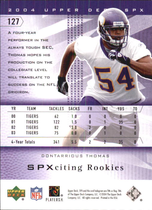 2004 SPx (Upper Deck) Football "Main Set" Cards #1 to #179 - Picture 223 of 276