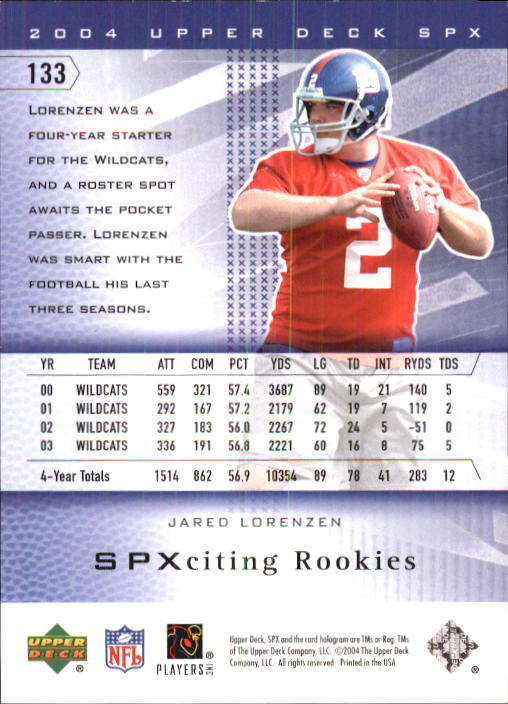 2004 SPx (Upper Deck) Football "Main Set" Cards #1 to #179 - Picture 227 of 276