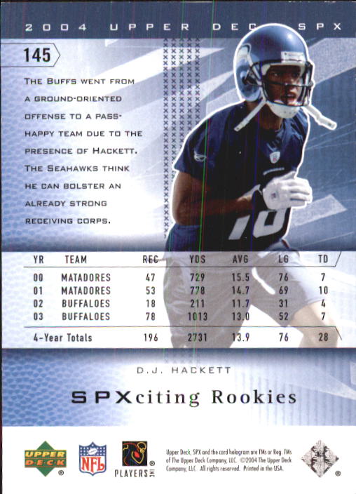 2004 SPx (Upper Deck) Football "Main Set" Cards #1 to #179 - Picture 236 of 276