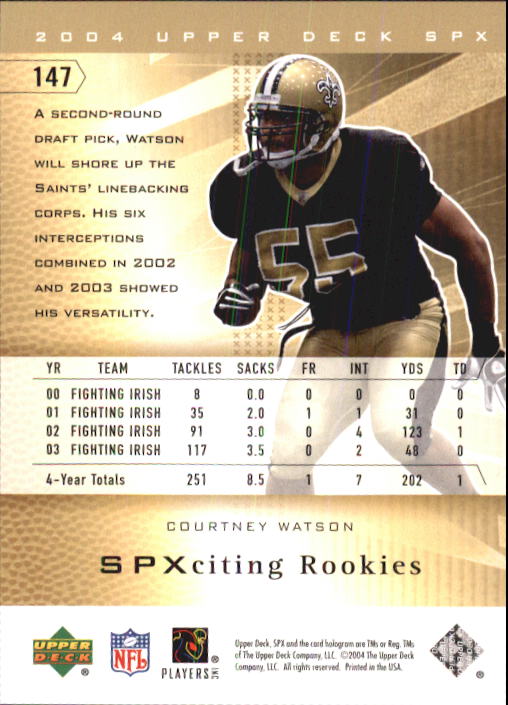2004 SPx (Upper Deck) Football "Main Set" Cards #1 to #179 - Picture 240 of 276