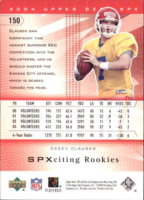 2004 SPx (Upper Deck) Football "Main Set" Cards #1 to #179 - Picture 246 of 276