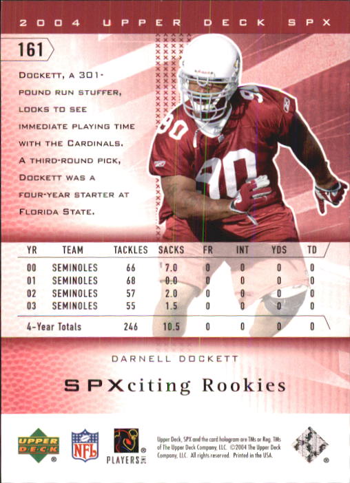 2004 SPx (Upper Deck) Football "Main Set" Cards #1 to #179 - Picture 260 of 276