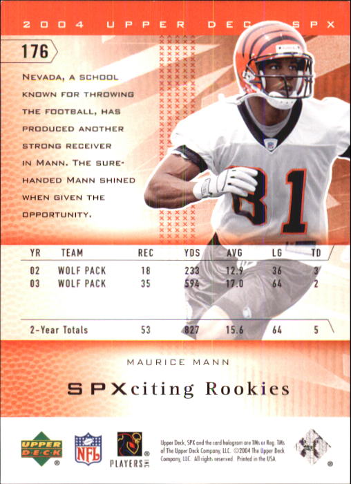 2004 SPx (Upper Deck) Football "Main Set" Cards #1 to #179 - Picture 272 of 276
