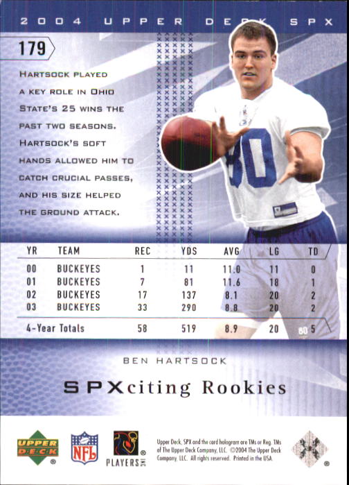 2004 SPx (Upper Deck) Football "Main Set" Cards #1 to #179 - Picture 276 of 276