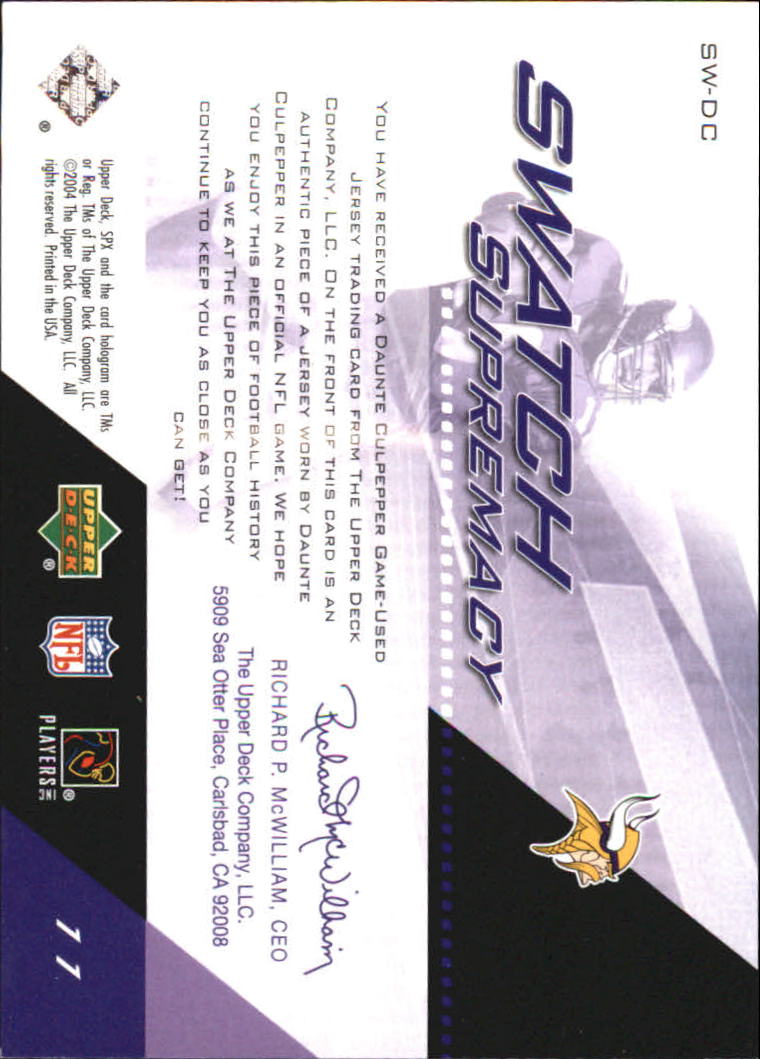 2004 SPx Swatch Supremacy #SWDC Daunte Culpepper back image