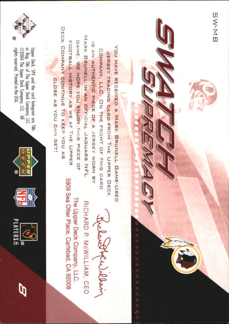2004 SPx Swatch Supremacy #SWMB Mark Brunell back image