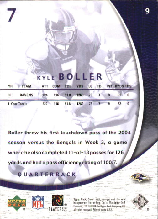 2004 Sweet Spot (Upper Deck) Football "Main Set" Cards #1 to #228 - Picture 19 of 307