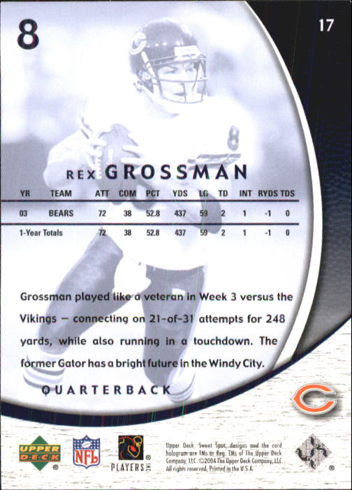 2004 Sweet Spot (Upper Deck) Football "Main Set" Cards #1 to #228 - Picture 35 of 307