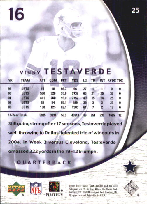 2004 Sweet Spot (Upper Deck) Football "Main Set" Cards #1 to #228 - Picture 51 of 307