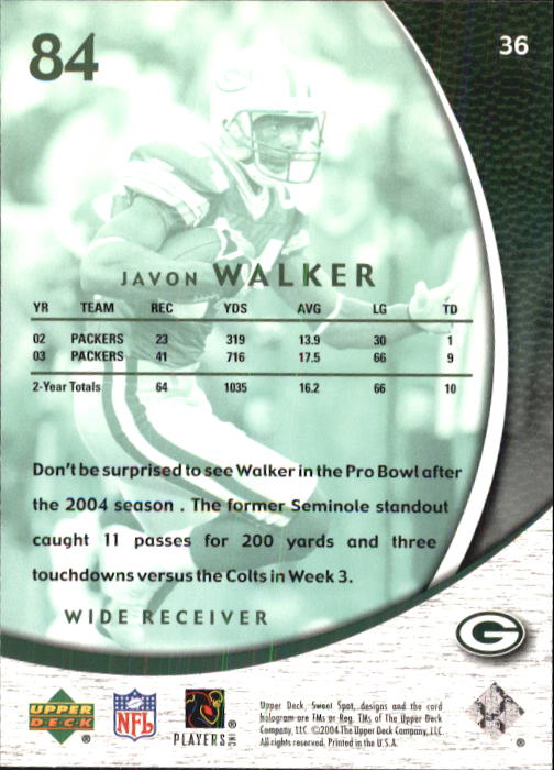 2004 Sweet Spot (Upper Deck) Football "Main Set" Cards #1 to #228 - Picture 73 of 307