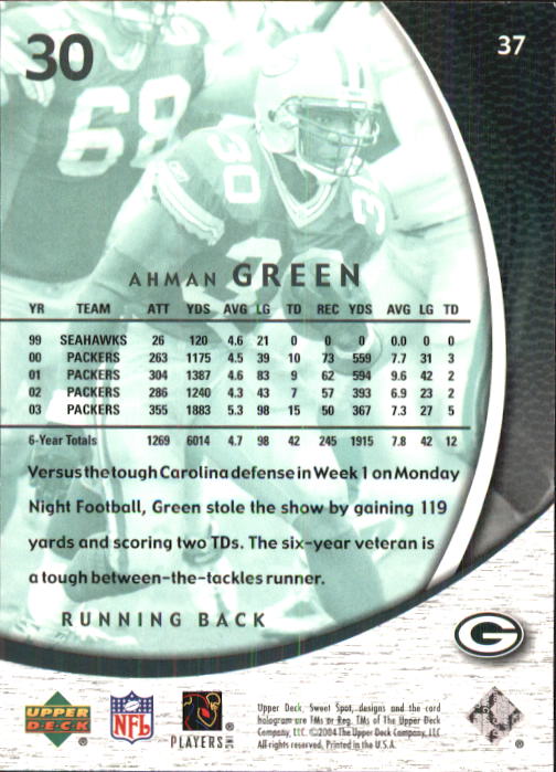 2004 Sweet Spot (Upper Deck) Football "Main Set" Cards #1 to #228 - Picture 75 of 307