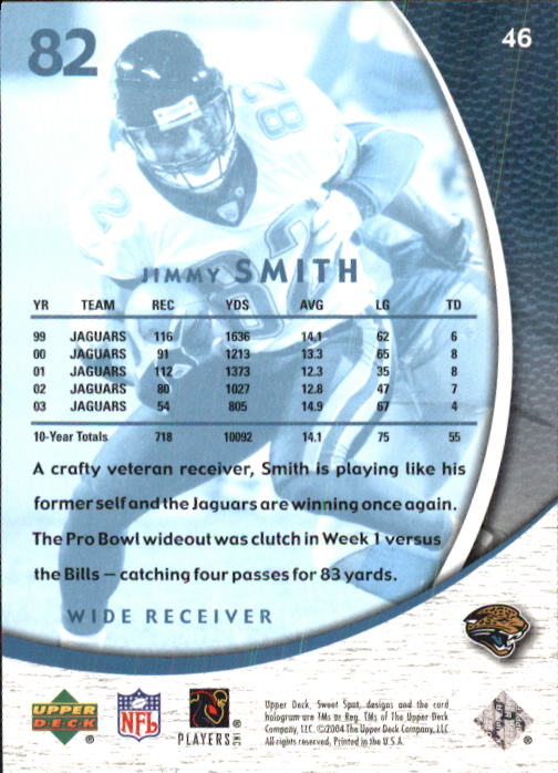 2004 Sweet Spot (Upper Deck) Football "Main Set" Cards #1 to #228 - Picture 93 of 307