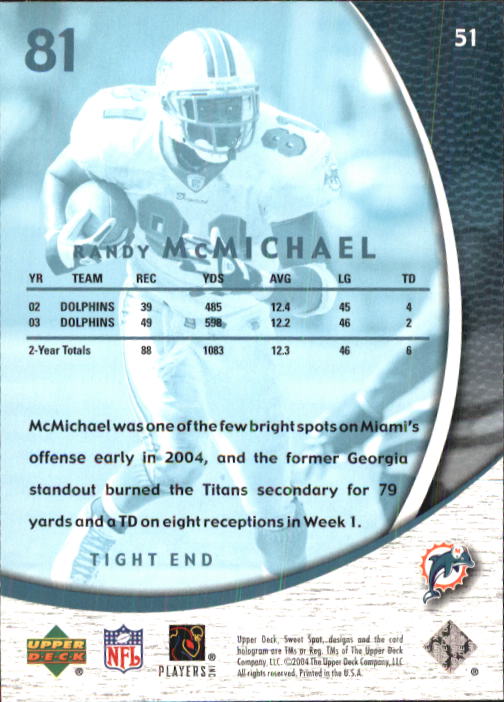 2004 Sweet Spot (Upper Deck) Football "Main Set" Cards #1 to #228 - Picture 103 of 307