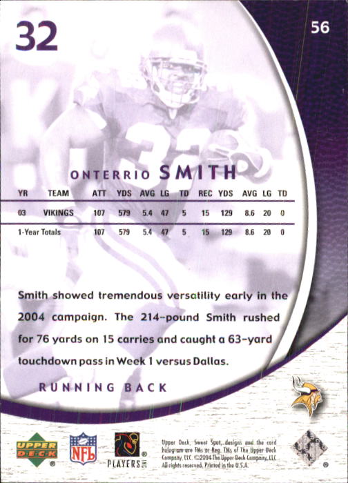 2004 Sweet Spot #56 Onterrio Smith back image