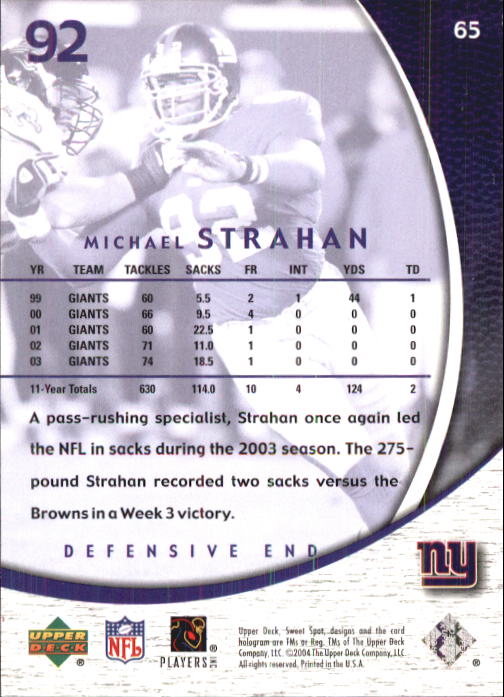 2004 Sweet Spot #65 Michael Strahan back image