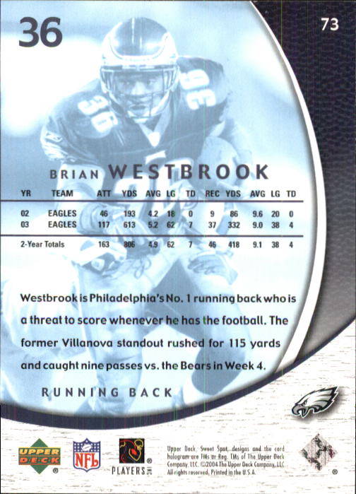 2004 Sweet Spot (Upper Deck) Football "Main Set" Cards #1 to #228 - Picture 143 of 307