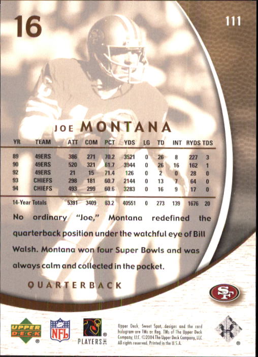 2004 Sweet Spot (Upper Deck) Football "Main Set" Cards #1 to #228 - Picture 215 of 307
