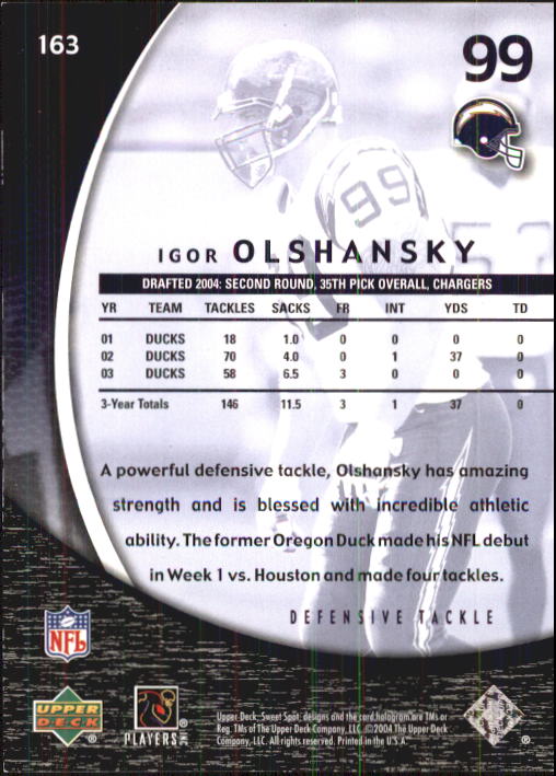 2004 Sweet Spot (Upper Deck) Football "Main Set" Cards #1 to #228 - Picture 237 of 307